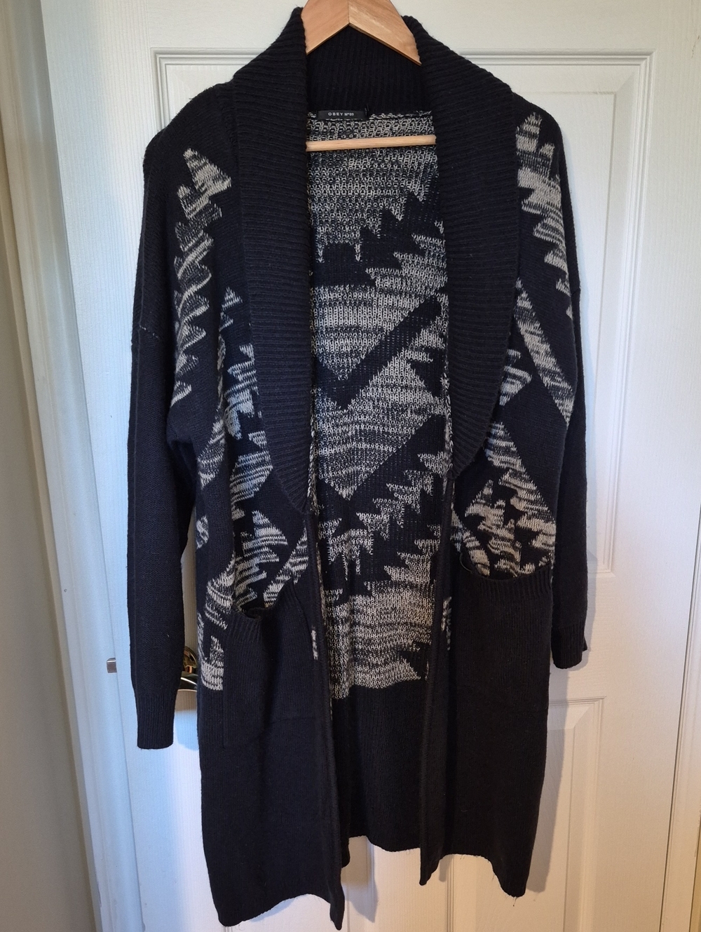 Obey Propaganda Aztec Tribal Long Knit Cardigan Sweater M
